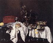 HEDA, Willem Claesz. Still-Life with Pie, Silver Ewer and Crab sg Sweden oil painting reproduction